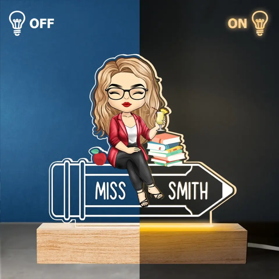 Teaching Fills My Heart - Teacher Personalized Custom Shaped 3D LED Light - Gift For Teacher - Image 4