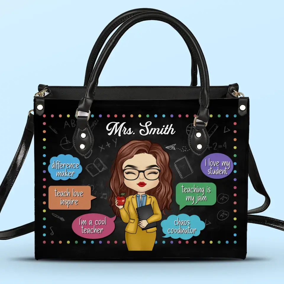 Teaching Is My Jam - Teacher Personalized Custom Leather Handbag - Gift For Teacher - Image 2