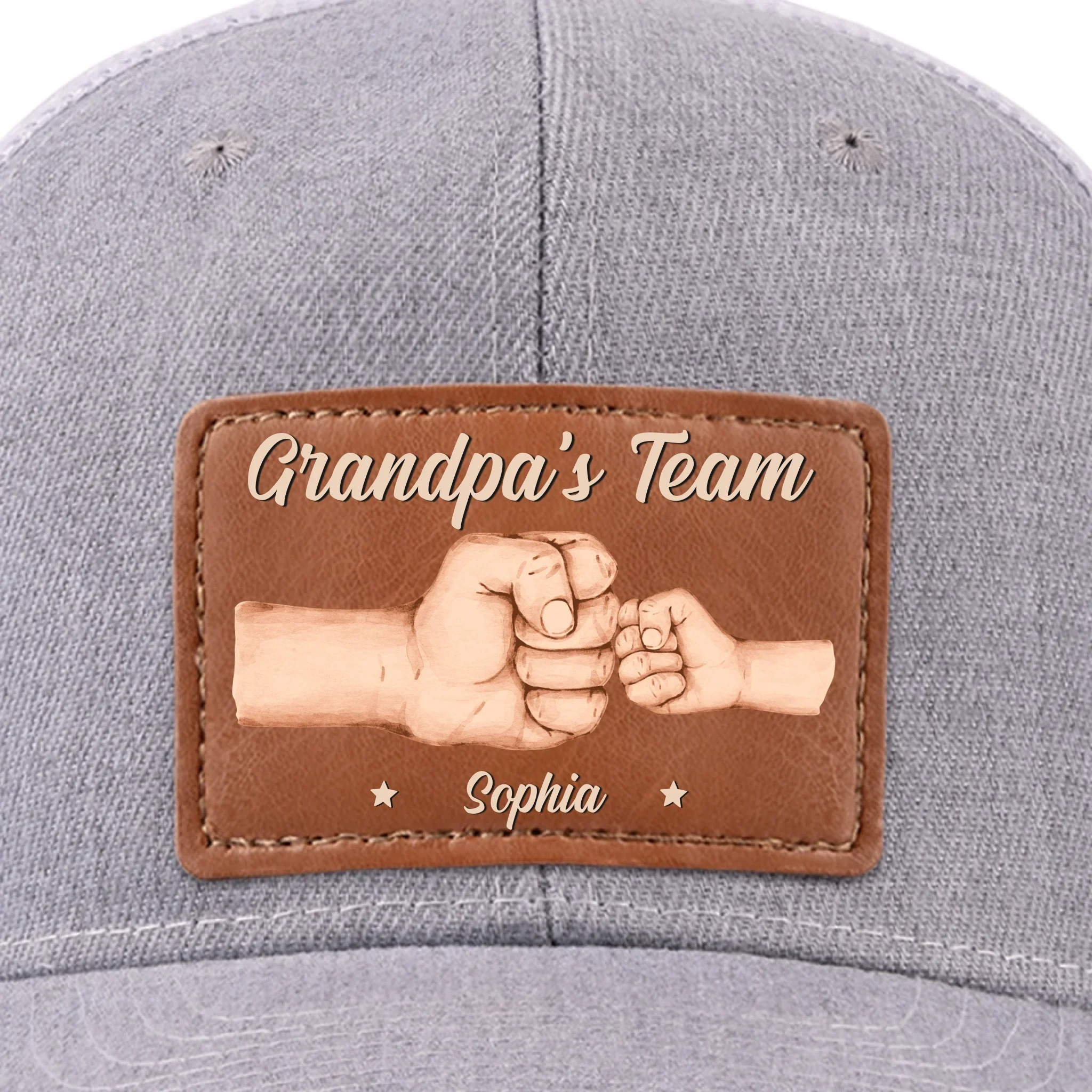 Team Daddy, No Substitutes - Family Personalized Custom Leather Patch Hat - Father's Day, Gift For Dad, Grandpa - Image 2