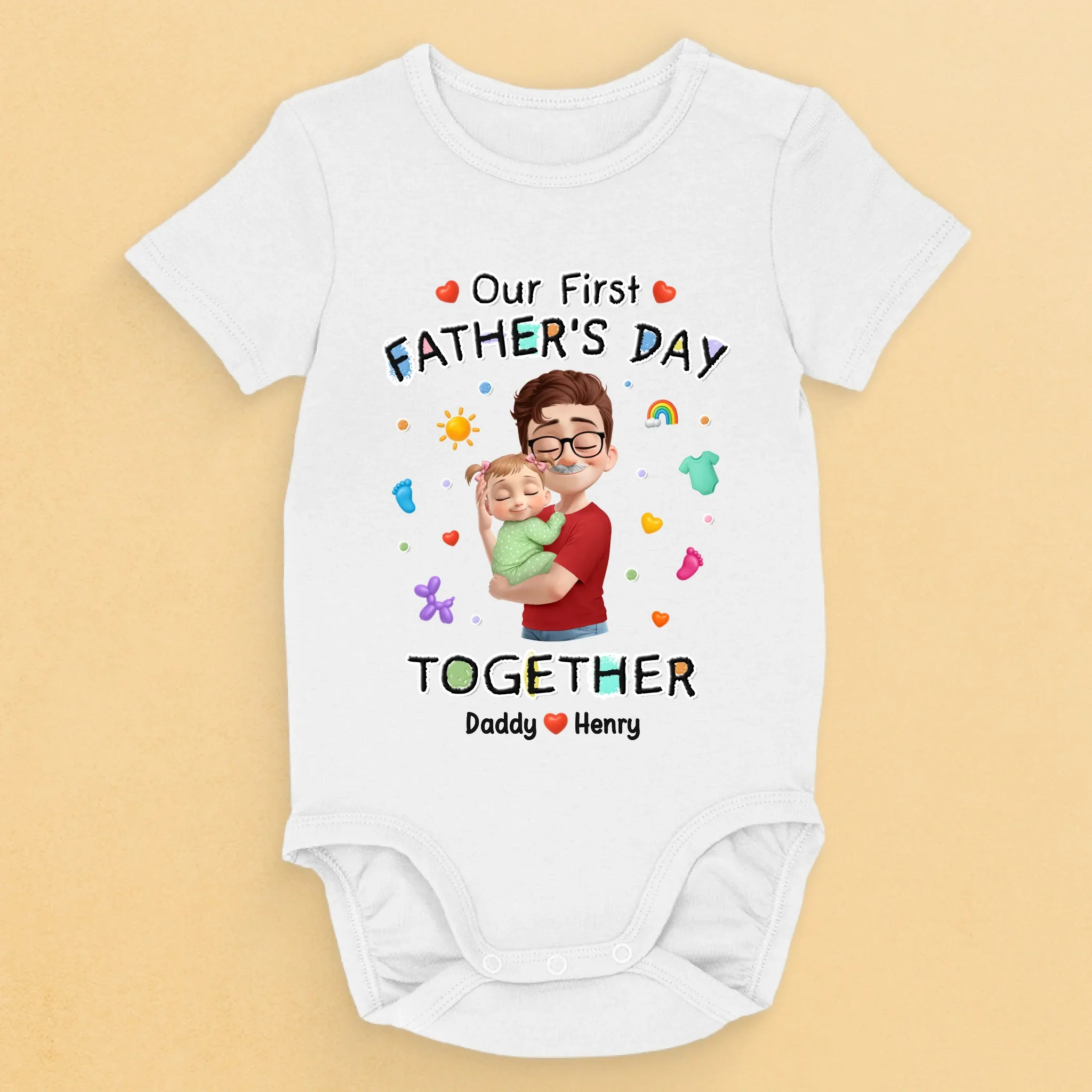 Team Daddy Since Day One - Family Personalized Custom Baby Onesie - Father's Day, Baby Shower Gift, Gift For First Dad, Baby Kids, Newborn Baby - Image 2