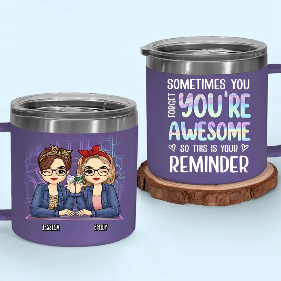 Thank You For Being My Emotional Support Bestie - Bestie Personalized Custom 14oz Stainless Steel Tumbler With Handle - Gift For Best Friends, BFF, Sisters - Image 8