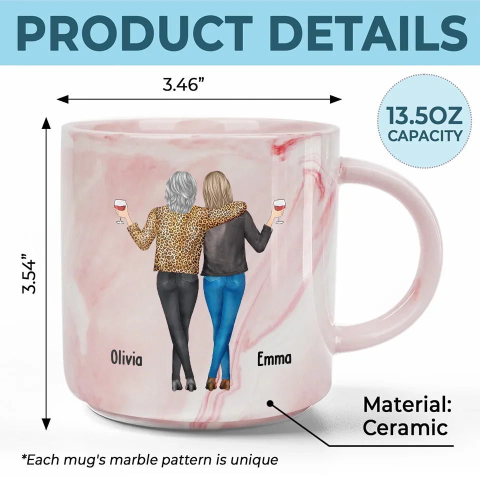 Thank You For Being My Unbiological Sister - Bestie Personalized Custom Marble Mug - Gift For Best Friends, BFF, Sisters - Image 5