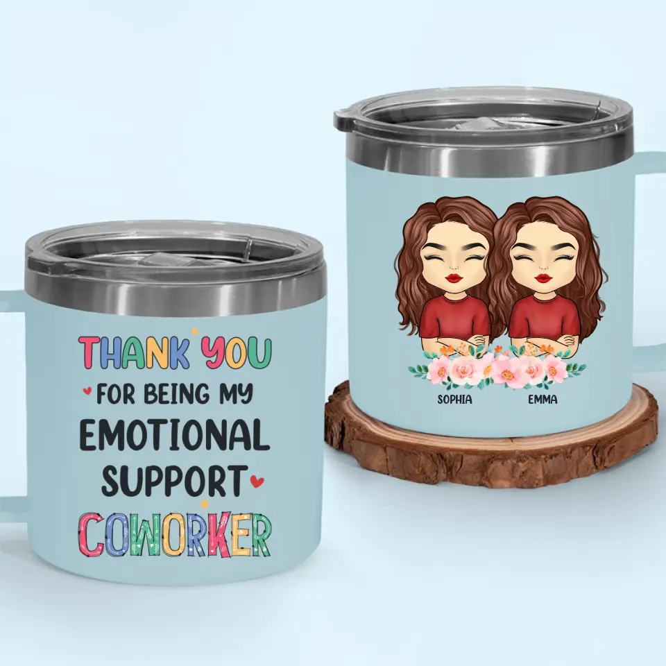Thank You For Being My Unpaid Therapist - Bestie Personalized Custom 14oz Stainless Steel Tumbler With Handle - Gift For Best Friends, BFF, Sisters, Coworkers - Image 6