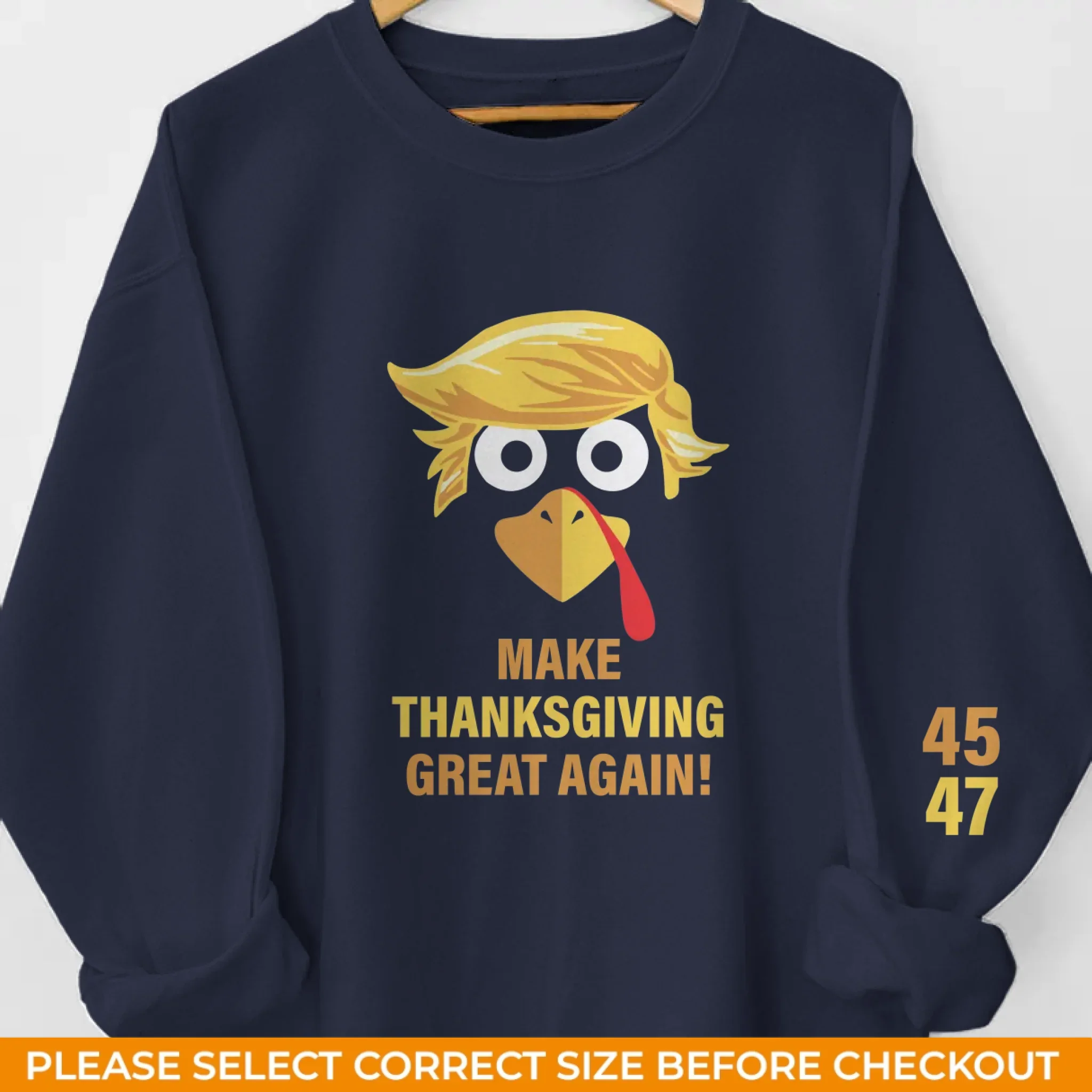Thankful Today And Every Day - US Elections Unisex Sweatshirt With Design On Sleeve - Image 2