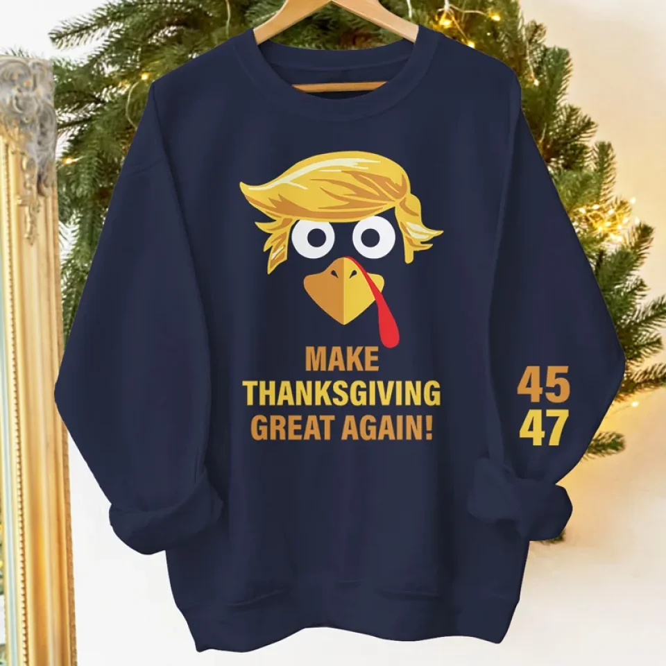Thankful Today And Every Day - US Elections Unisex Sweatshirt With Design On Sleeve - Image 4