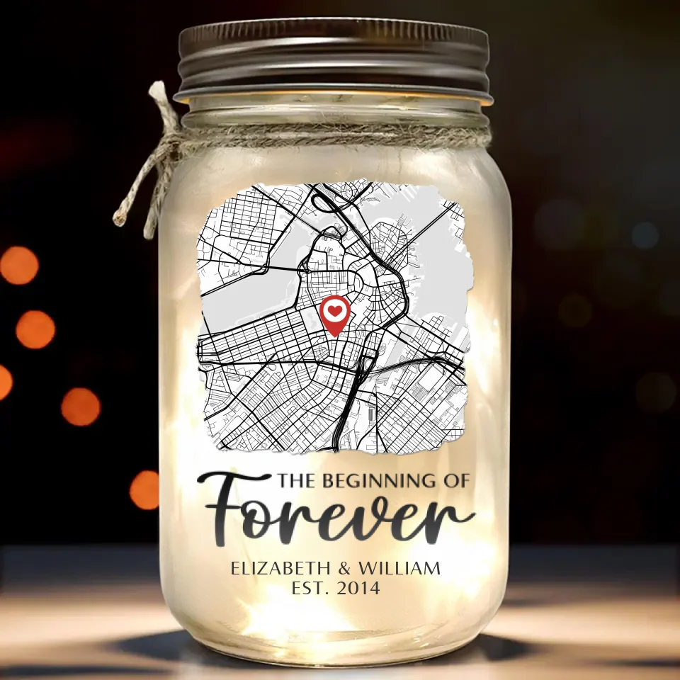 The Beginning Of Forever - Couple Personalized Custom Mason Jar Light - Gift For Couple, Husband Wife, Anniversary - Image 2
