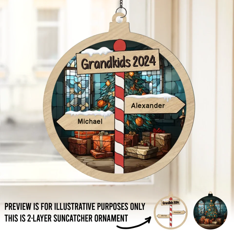 The Best Of All Gifts Around Any Christmas Tree - Family Personalized Window Hanging Suncatcher - Christmas Gift For Family Members - Image 2