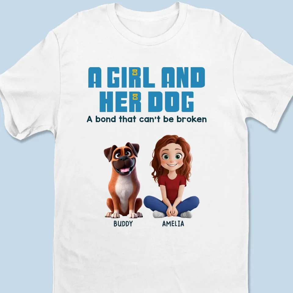 The Bond Between A Girl And Her Dogs Is Life’s Greatest Gift - Dog Personalized Custom Unisex T-shirt, Premium T-shirt, Hoodie - Gift For Pet Owners, Pet Lovers - Image 2