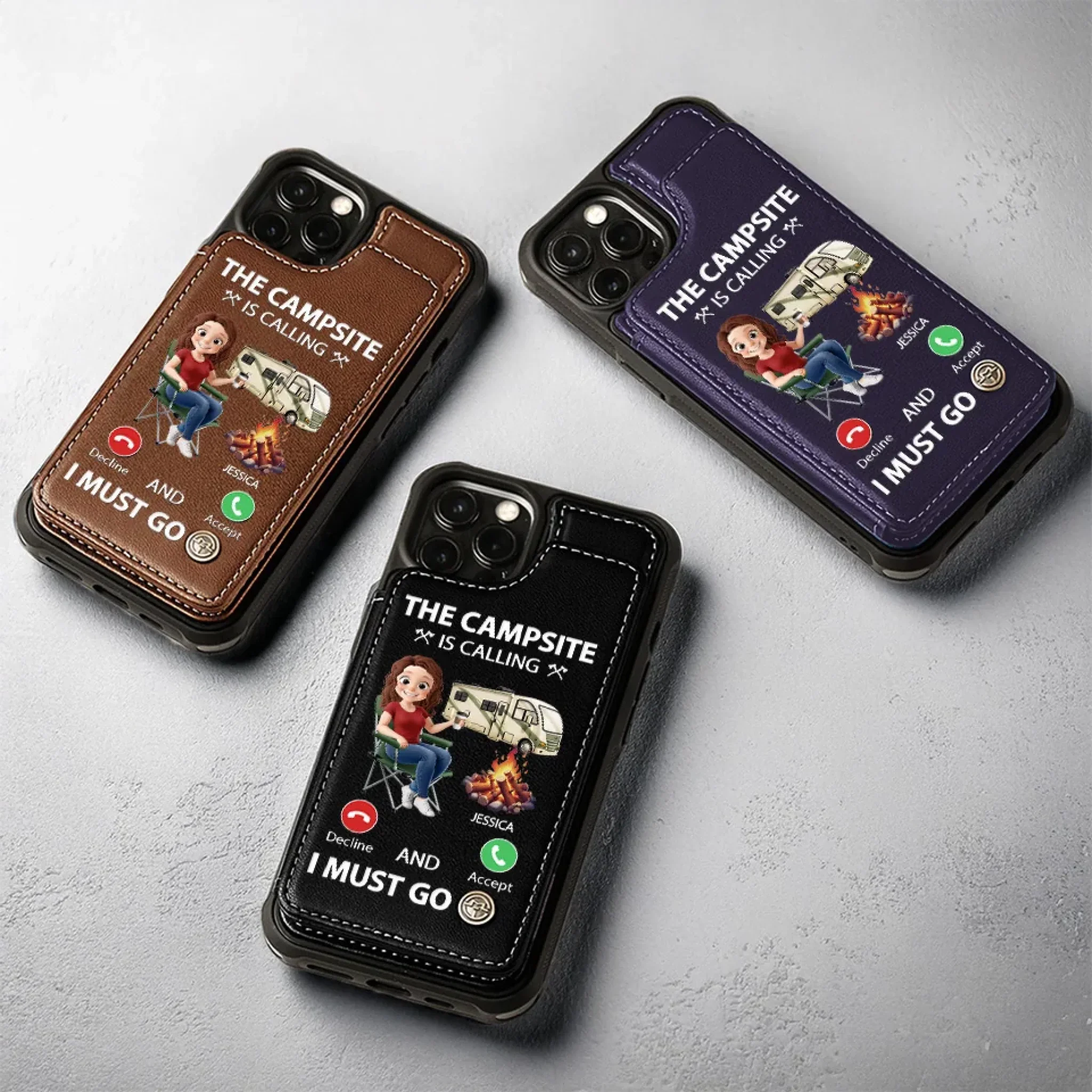The Campsite Is Calling - Camping Personalized Custom Leather Flip Wallet Phone Case - Gift For Camping Lovers - Image 7