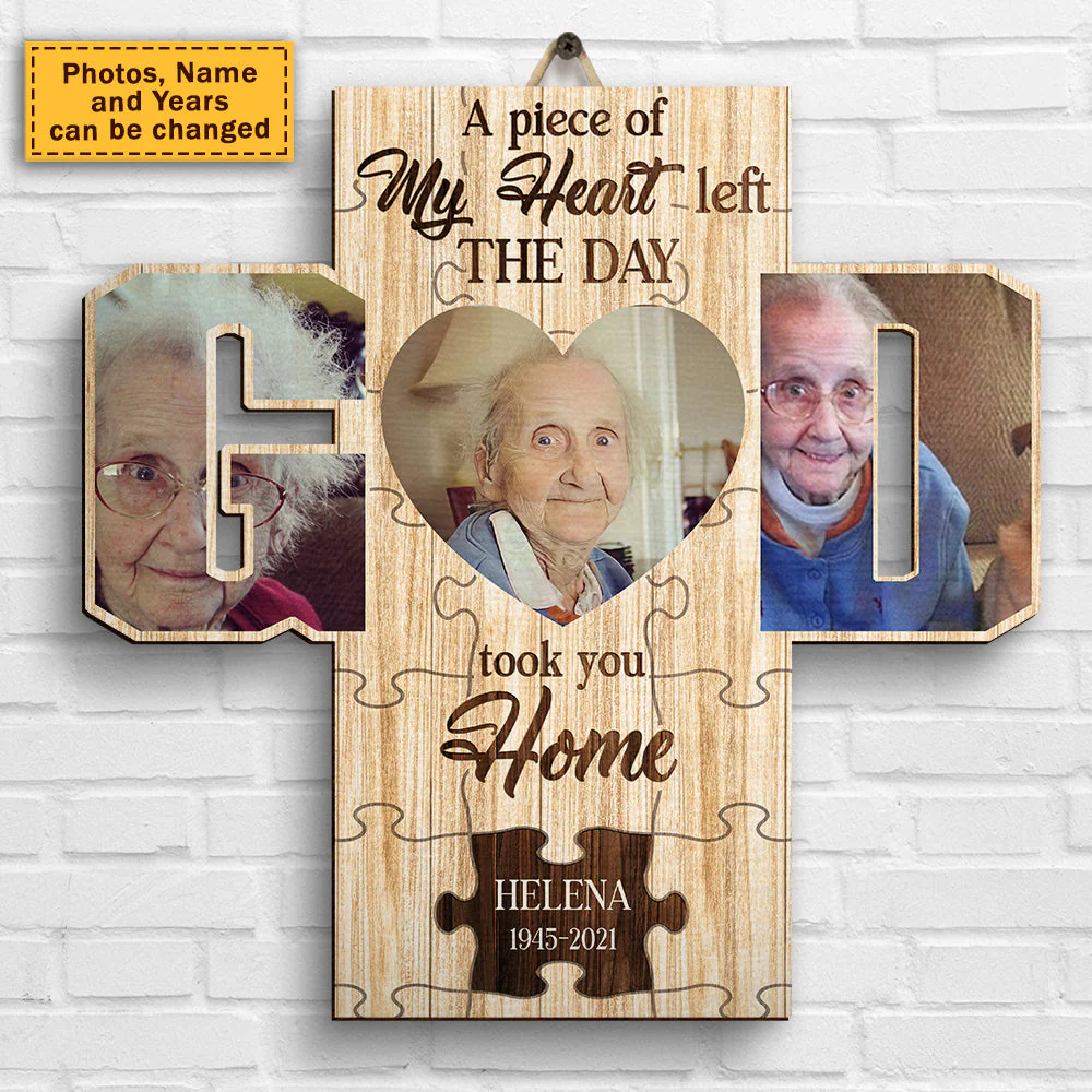 The Day God Took You Home - Upload Image, Personalized Shaped Wood Sign - Image 2