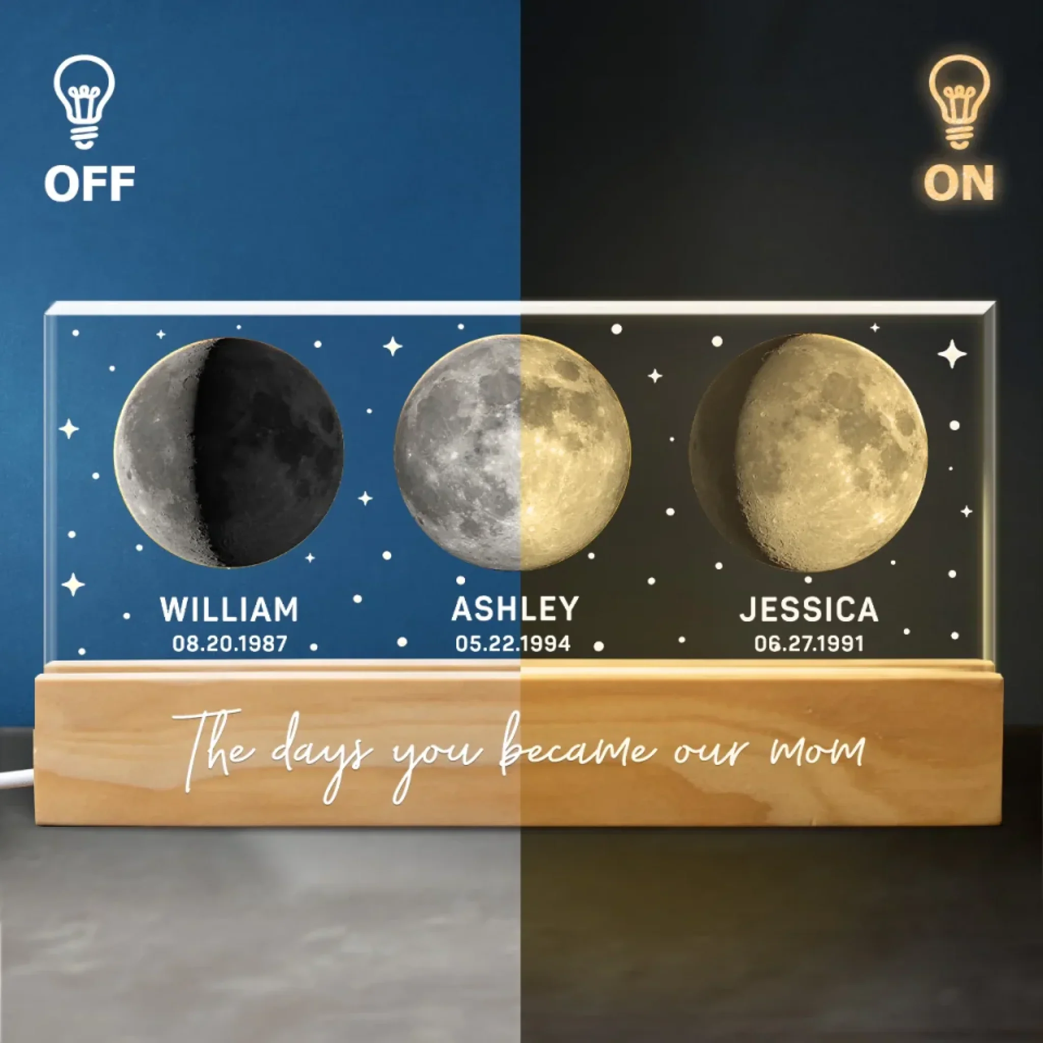 The Days Your Heart Grew Bigger - Family  Personalized Custom Acrylic Block 3D LED Night Light - Mother's Day, Gift For Mom - Image 4