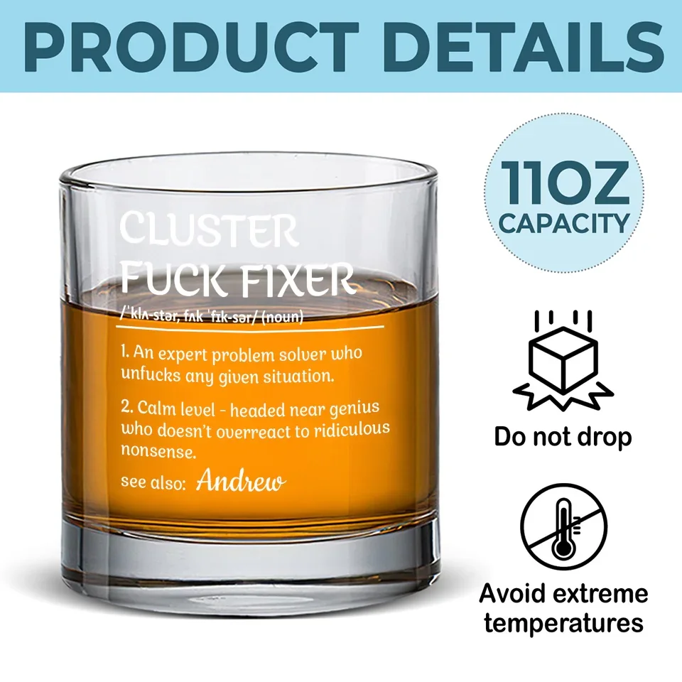 The Definition Of A Cluster Fixer - Coworker Personalized Custom Whiskey Glass - Gift For Coworkers, Work Friends, Colleagues - Image 5