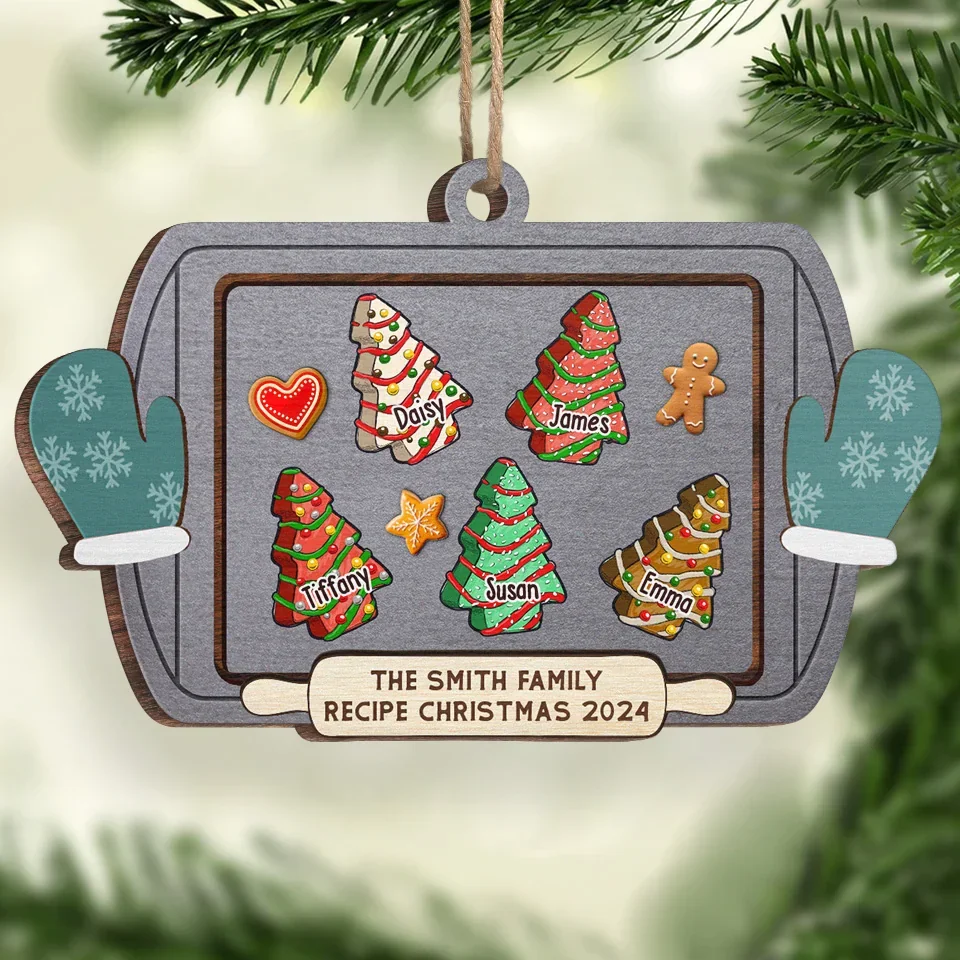 The Family Recipe Christmas - Family Personalized Custom Ornament - Wood Custom Shaped - Christmas Gift For Family Members