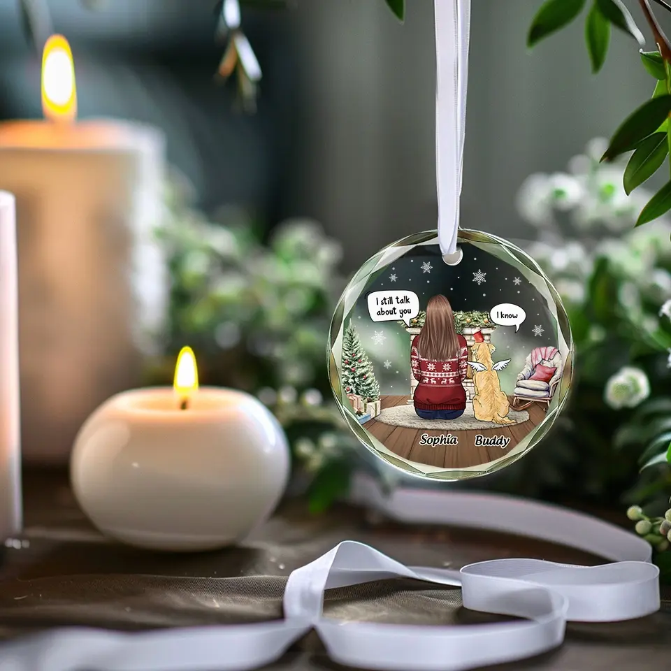 The Journey Of Life Is Sweeter When Traveled With Pets - Memorial Personalized Custom Circle Glass Ornament - Christmas Gift, Sympathy Gift For Pet Owners, Pet Lovers - Image 3
