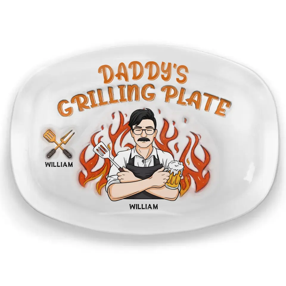 The King Of The Kitchen - Family Personalized Custom 3D Inflated Effect Platter - Father's Day, Gift For Dad, Grandpa - Image 2