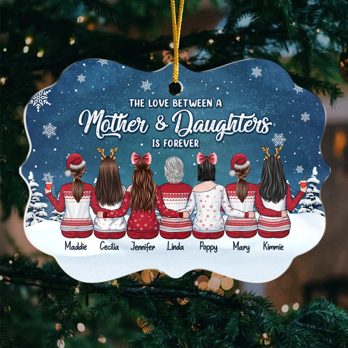 The Love Between A Mother & Daughters Is Forever - Family Personalized Custom Ornament - Acrylic Benelux Shaped - Christmas Gift For Daughter From Mother - Image 2