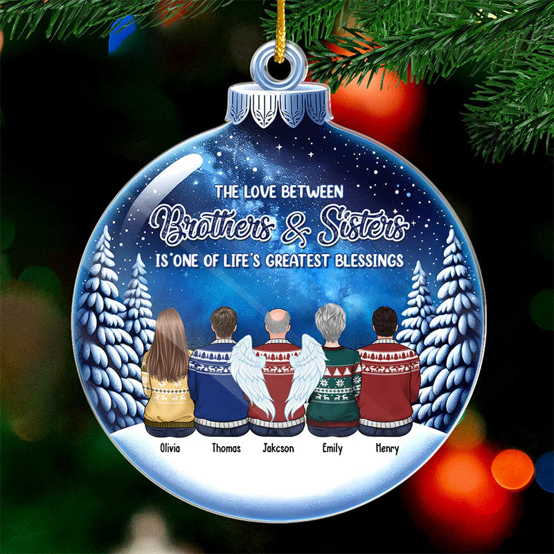The Love Between Brothers And Sisters Is Forever - Family Personalized Custom Ornament - Acrylic Snowball Shaped - Christmas Gift For Family Members - Image 2
