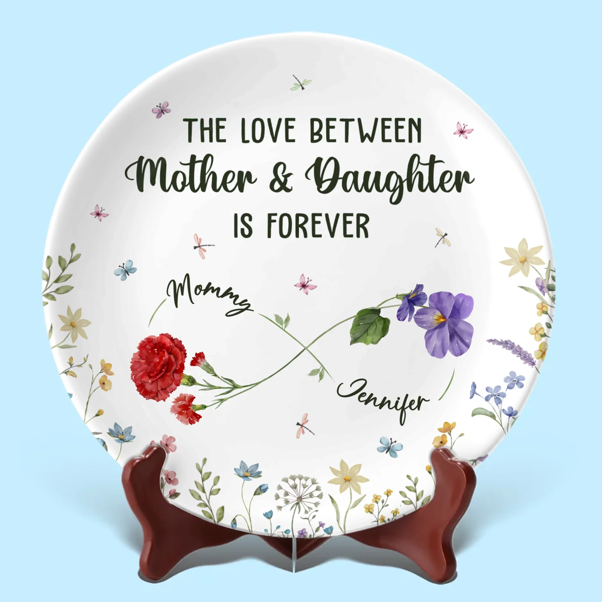 The Love Between Mother & Daughter Is Forever - Family Personalized Custom Ceramic Plate - Mother's Day, Gift For Mom, Daughter - Image 2