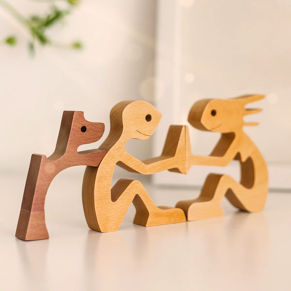 The Love Between You And Your Fur-Friend - Gift For Pet Lovers - Wooden Pet Carvings, Wood Sculpture Table Ornaments, Carved Wood Decor - Image 6