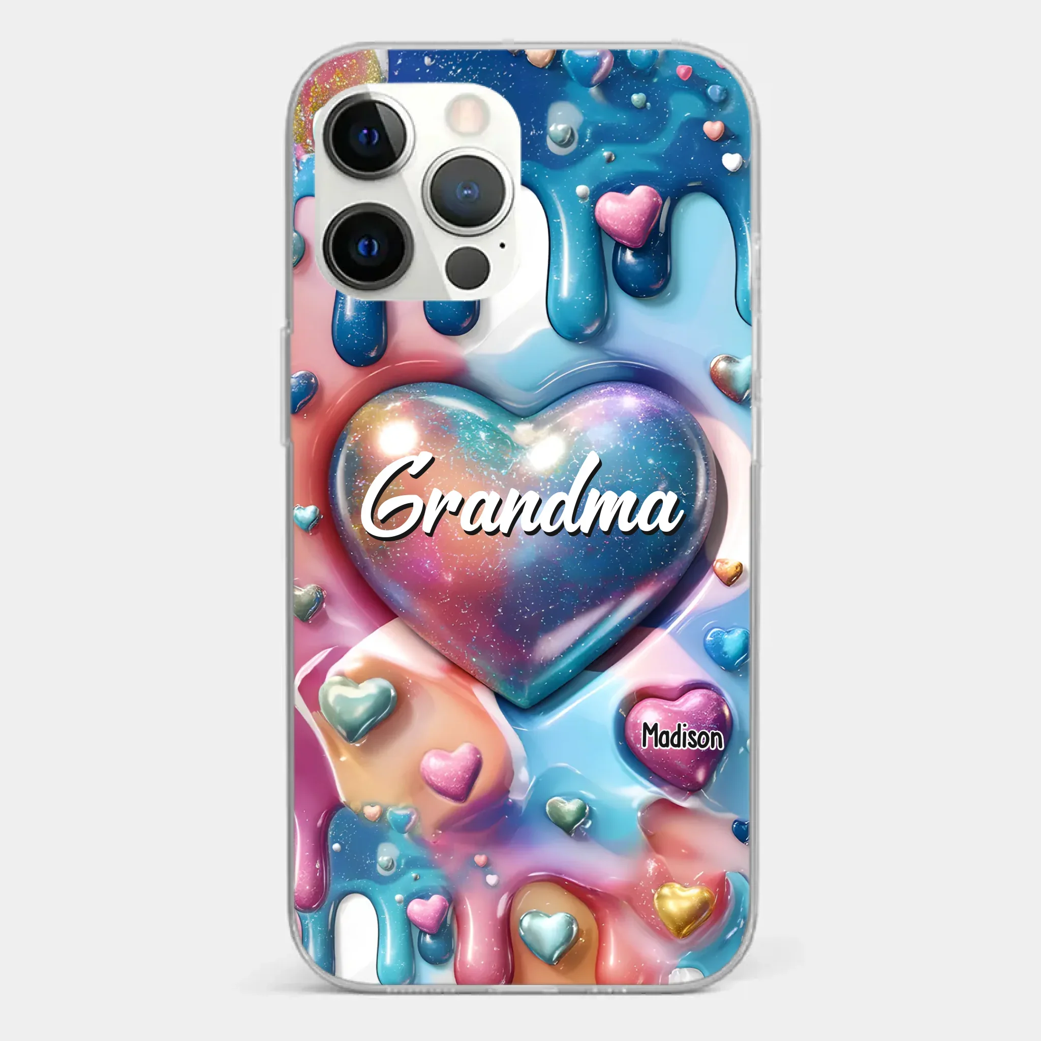 The Love For Grandkids Fills Your Heart Endlessly - Family Personalized Custom 3D Inflated Effect Printed Clear Phone Case - Gift For Mom, Grandma - Image 15