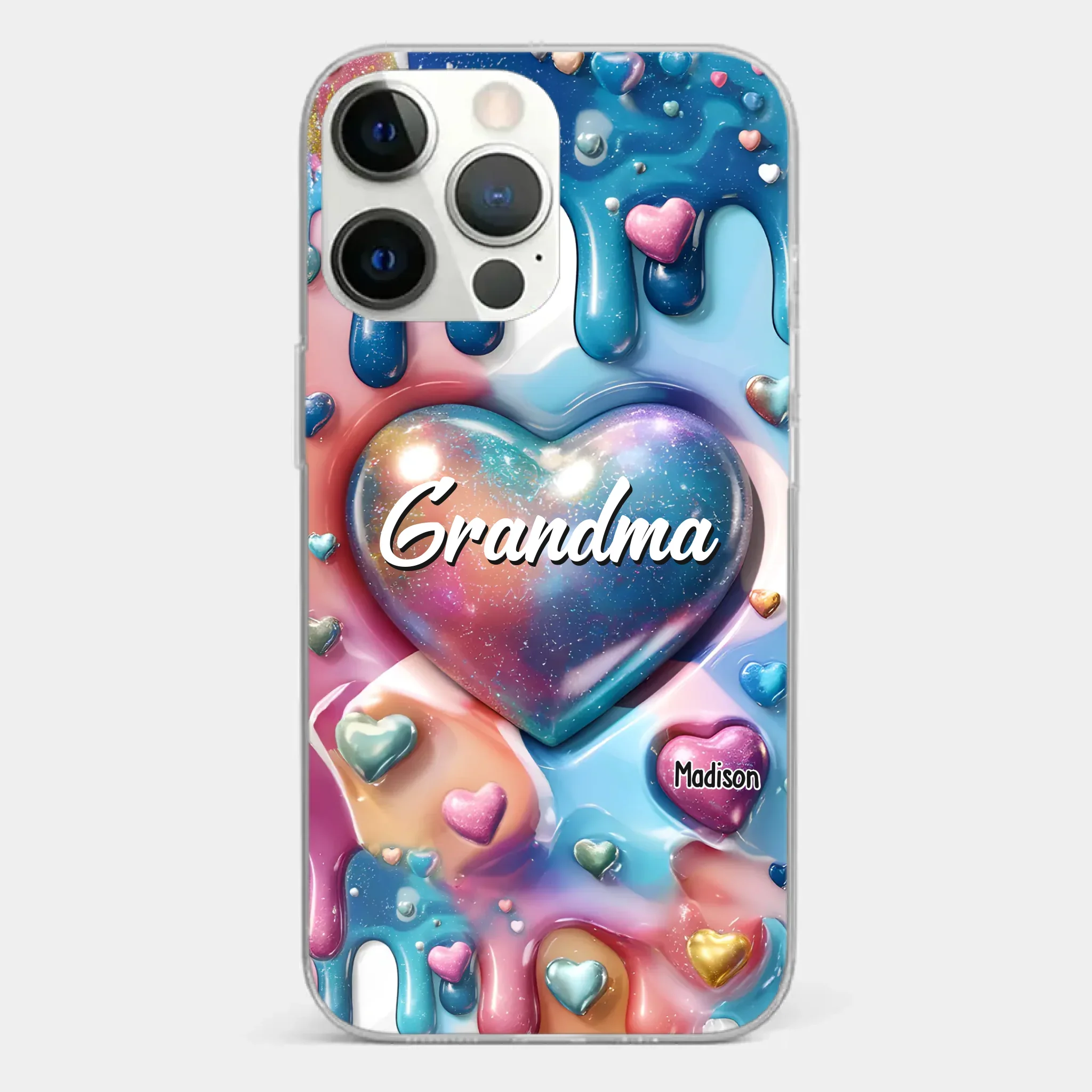The Love For Grandkids Fills Your Heart Endlessly - Family Personalized Custom 3D Inflated Effect Printed Clear Phone Case - Gift For Mom, Grandma - Image 19