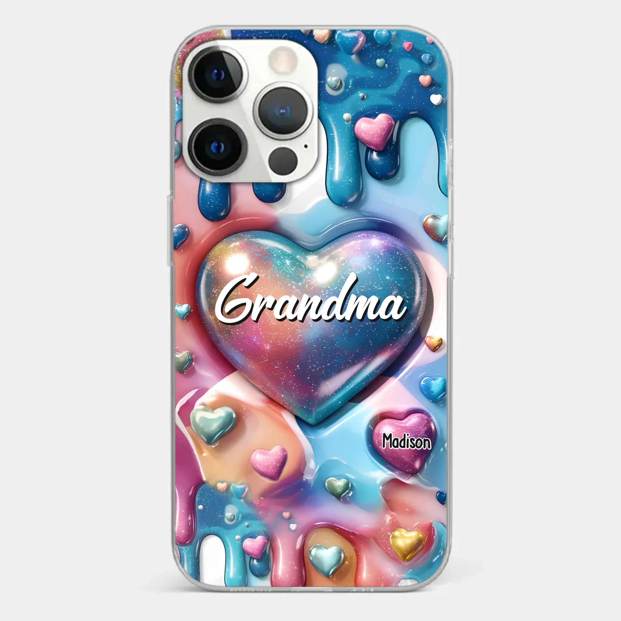 The Love For Grandkids Fills Your Heart Endlessly - Family Personalized Custom 3D Inflated Effect Printed Clear Phone Case - Gift For Mom, Grandma - Image 20