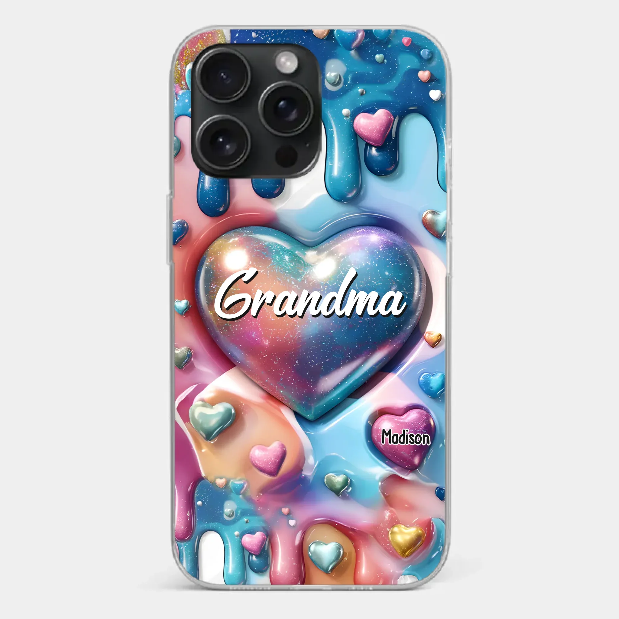 The Love For Grandkids Fills Your Heart Endlessly - Family Personalized Custom 3D Inflated Effect Printed Clear Phone Case - Gift For Mom, Grandma - Image 22