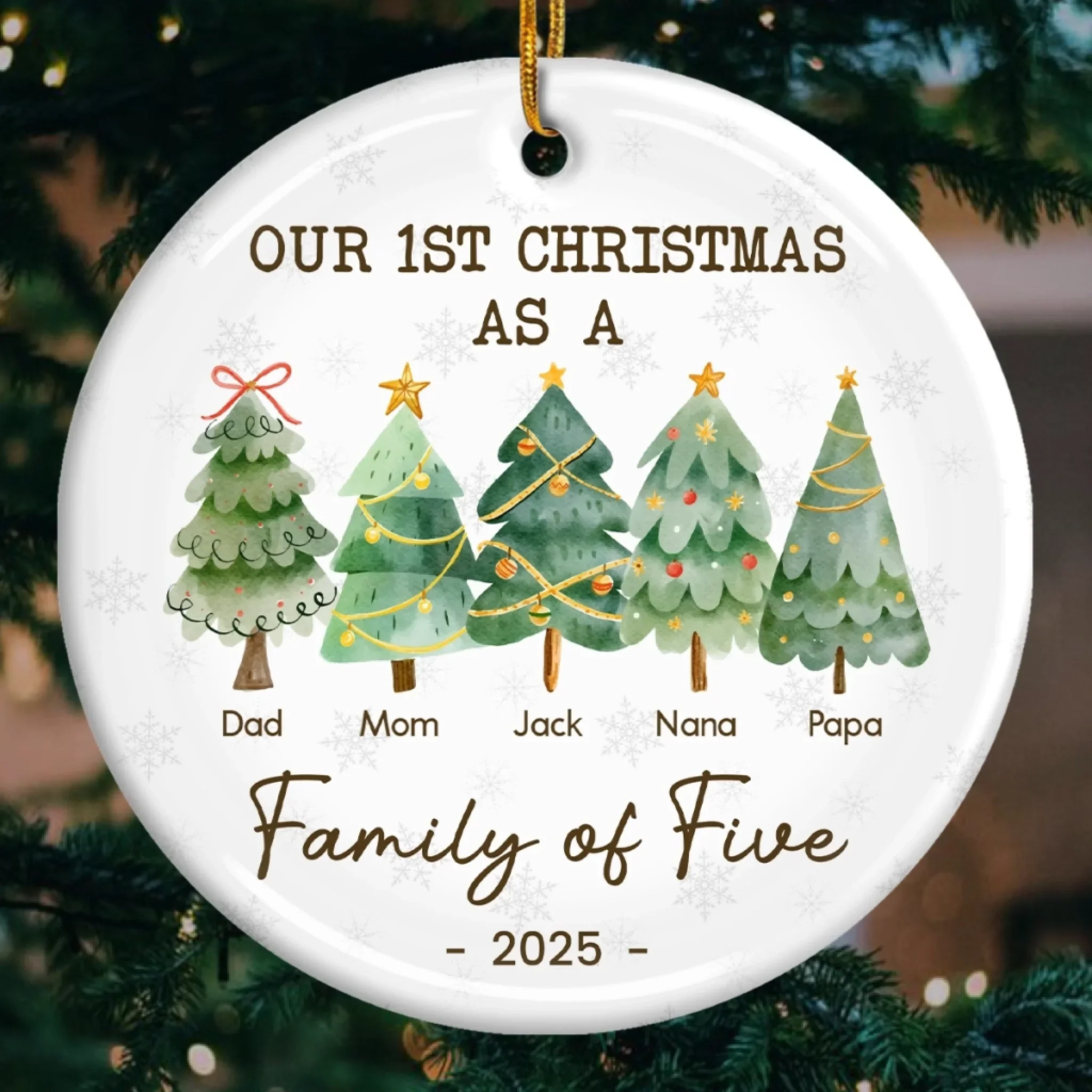 The Love In Our Family Tree Is Timeless - Family Personalized Custom Ornament - Ceramic Round Shaped - Christmas Gift For Family Members, First Christmas