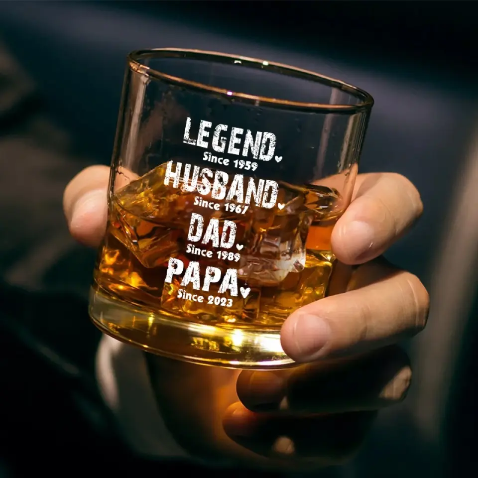 The Man, The Myth, The Whiskey Legend - Family Personalized Custom Whiskey Glass - Gift For Dad, Grandpa - Image 3