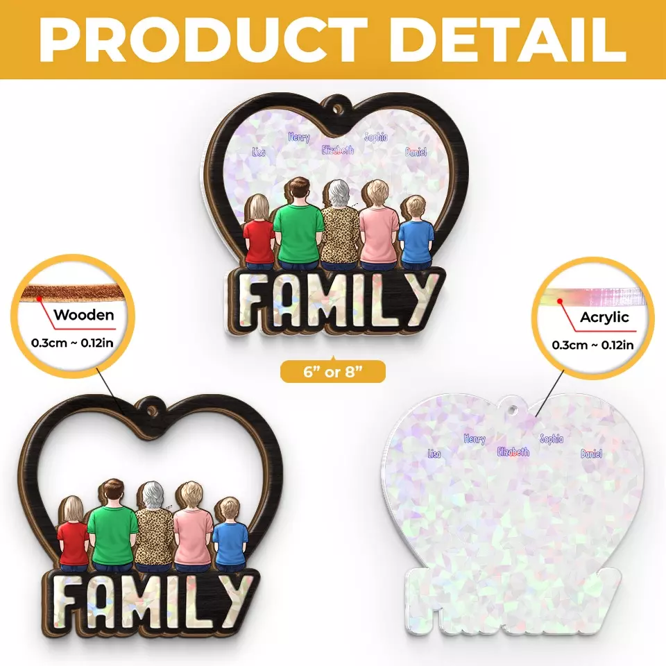 The Most Important Thing In The World Is Family And Love - Family Personalized Window Hanging Suncatcher - Gift For Family Members - Image 5