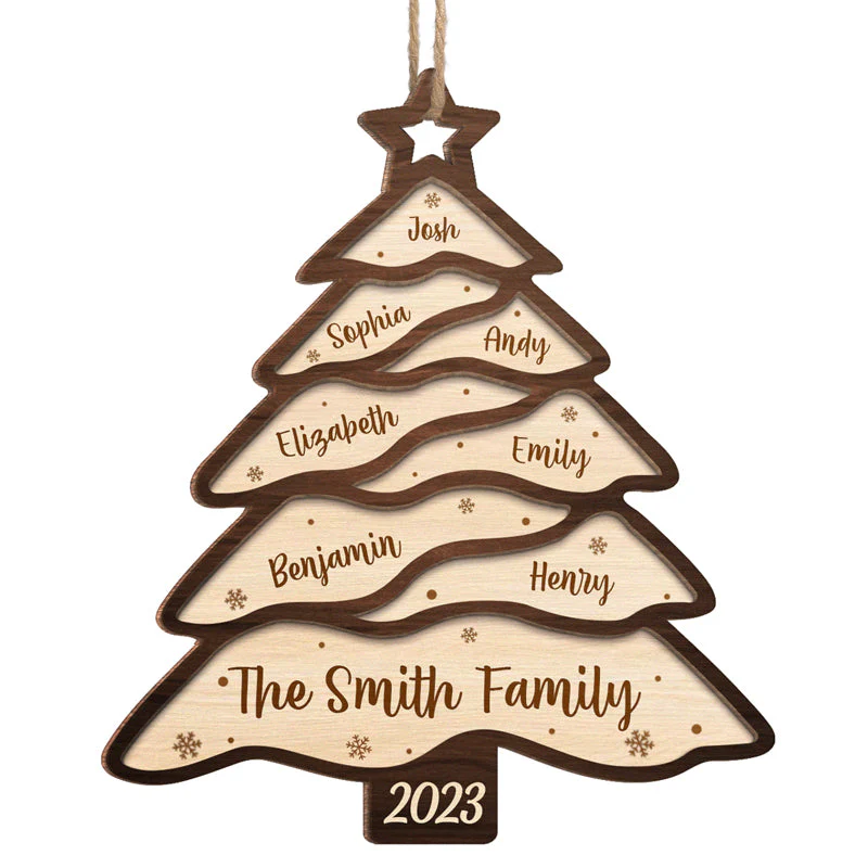 The Most Wonderful Time Of The Year - Family Personalized Custom Ornament - Wood Christmas Tree Shaped - Christmas Gift For Family Members - Image 2