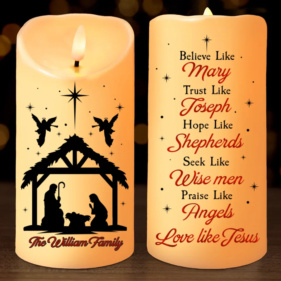 The Nativity Scene Is A Timeless Reminder Of God's Love - Family Personalized Custom LED Candle - Christmas Gift For Family Members - Image 2
