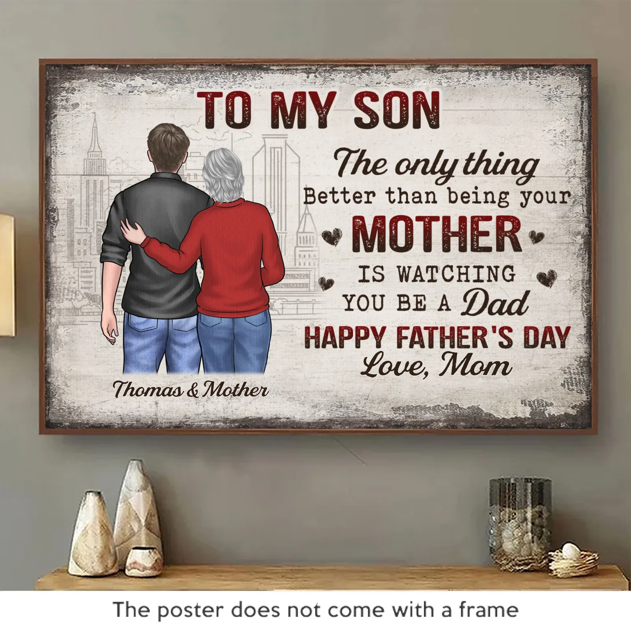 The Only Thing Better Than Being Your Mother Is Watching You Be A Dad - Family Personalized Custom Horizontal Poster - Father's Day, Gift For Son - Image 2