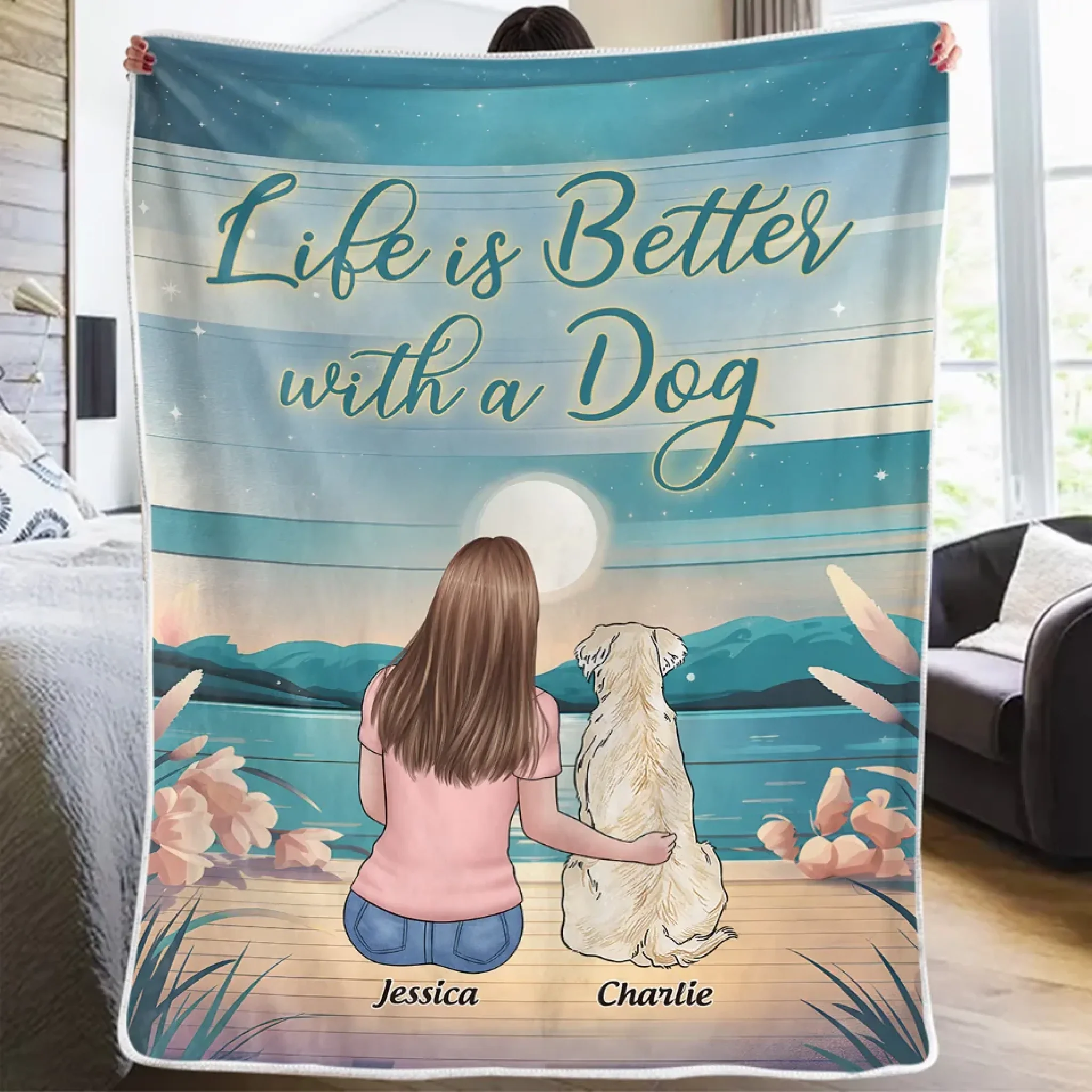 The Road To My Heart Is Paved With Paw Prints - Dog Personalized Custom Blanket - Gift For Pet Owners, Pet Lovers - Image 3