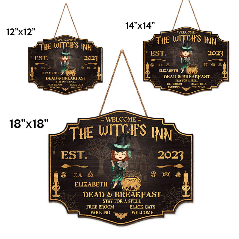 The Witch's Inn - Personalized Custom Shaped Home Decor Witch Wood Sign - Halloween Gift For Witches, Yourself - Image 4
