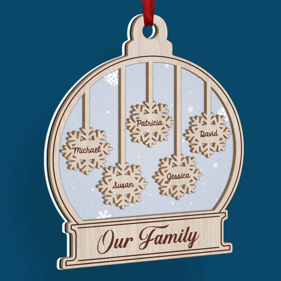 The World Changes When It Snows - Family Personalized Custom Wood & Acrylic Ornament - Christmas Gift For Family Members - Image 3