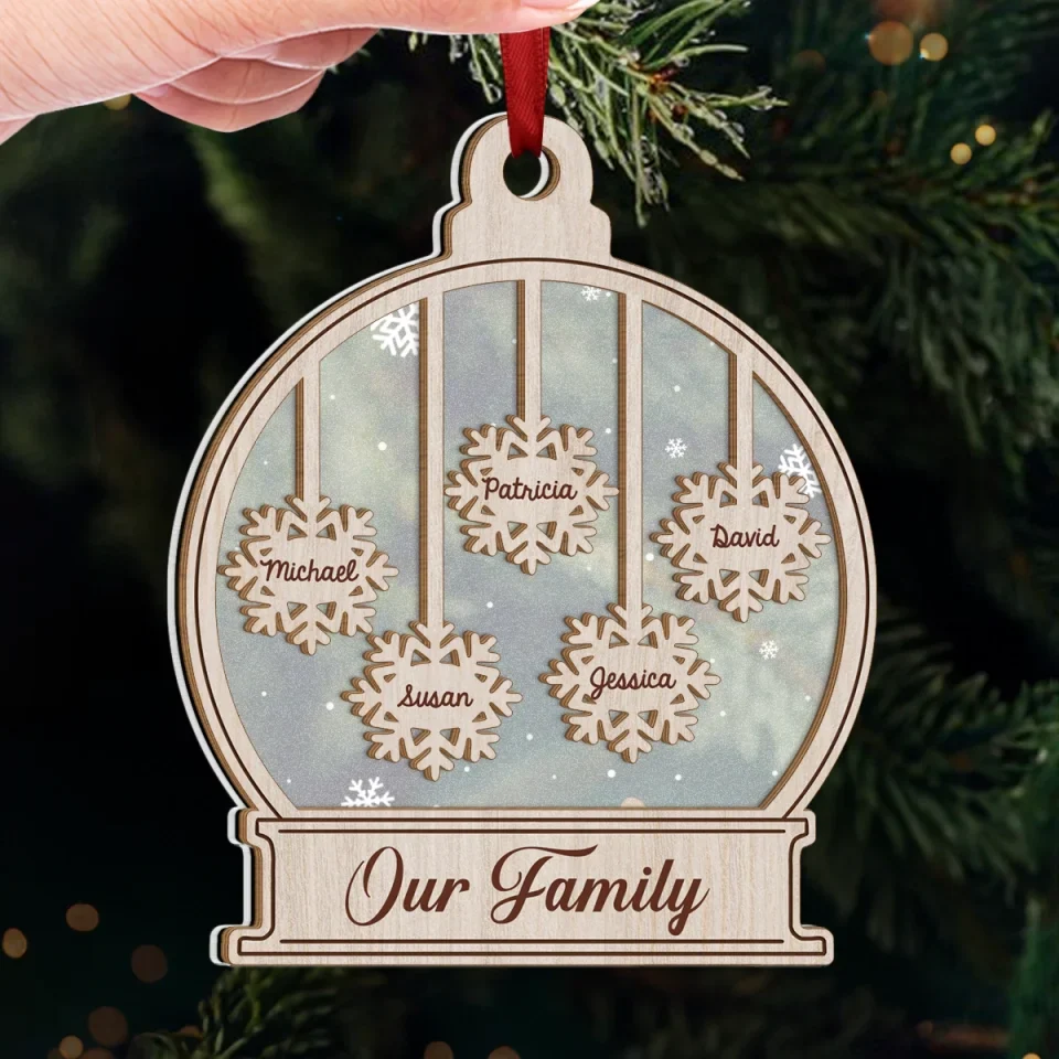 The World Changes When It Snows - Family Personalized Custom Wood & Acrylic Ornament - Christmas Gift For Family Members - Image 4