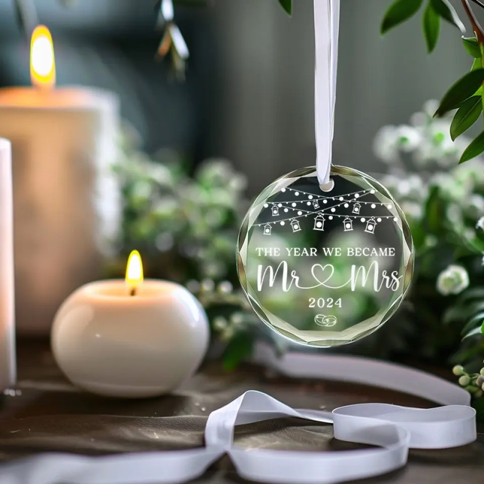 The Year We Became One - Couple Personalized Custom Circle Glass Ornament - Gift For Husband Wife, Anniversary - Image 3
