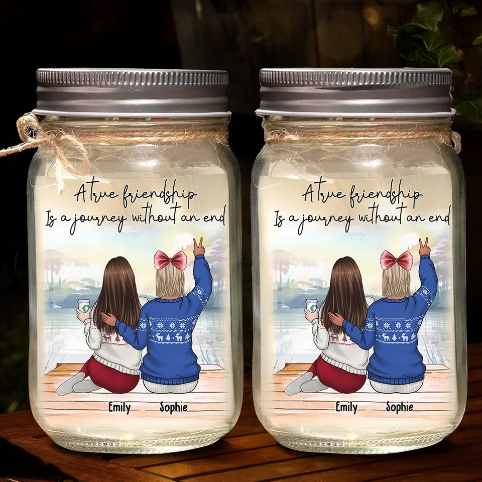 There Is No Greater Gift Than Friendship - Bestie Personalized Custom Mason Jar Light - Christmas Gift For Best Friends, BFF, Sisters - Image 3