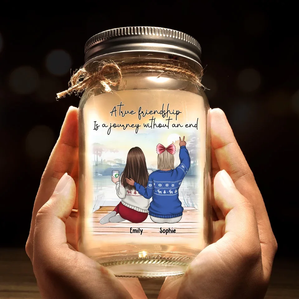 There Is No Greater Gift Than Friendship - Bestie Personalized Custom Mason Jar Light - Christmas Gift For Best Friends, BFF, Sisters - Image 6