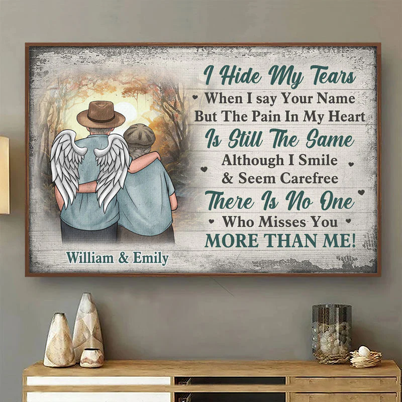 There Is No One, Who Misses You More Than Me - Memorial Personalized Custom Horizontal Poster - Sympathy Gift For Husband Wife