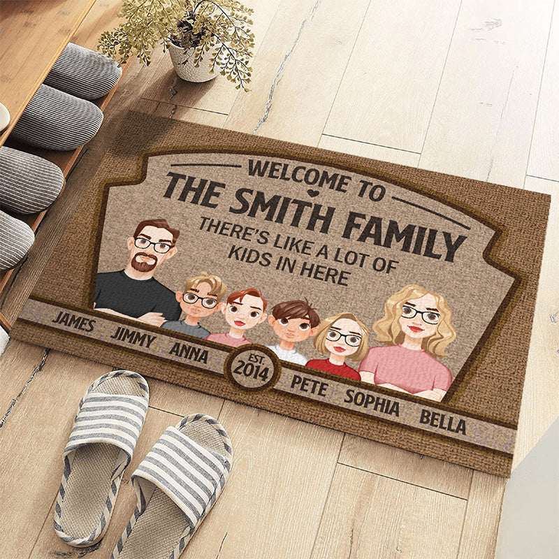 There's Like A Lot Of Kids In Here - Family Personalized Custom Home Decor Decorative Mat - Gift For Family Members - Image 4