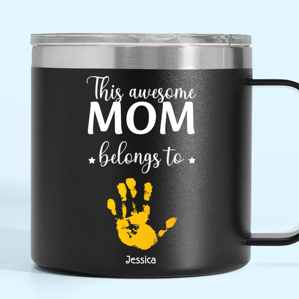 These Hands Hold Your Heart Forever - Family Personalized Custom 14oz Stainless Steel Tumbler With Handle - Gift For Mom, Grandma - Image 5