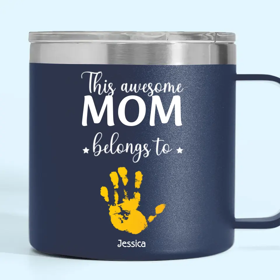 These Hands Hold Your Heart Forever - Family Personalized Custom 14oz Stainless Steel Tumbler With Handle - Gift For Mom, Grandma - Image 7