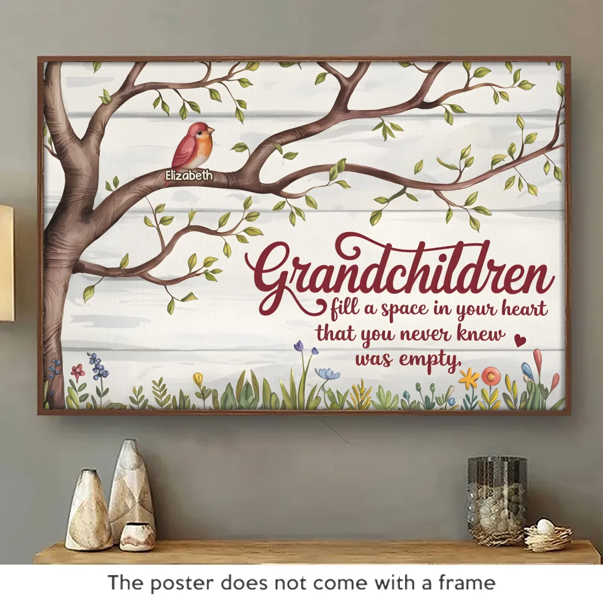 They Fill Our Hearts With Unexpected Joy - Family Personalized Custom Horizontal Poster - Gift For Grandma, Grandpa, Grandkid - Image 2