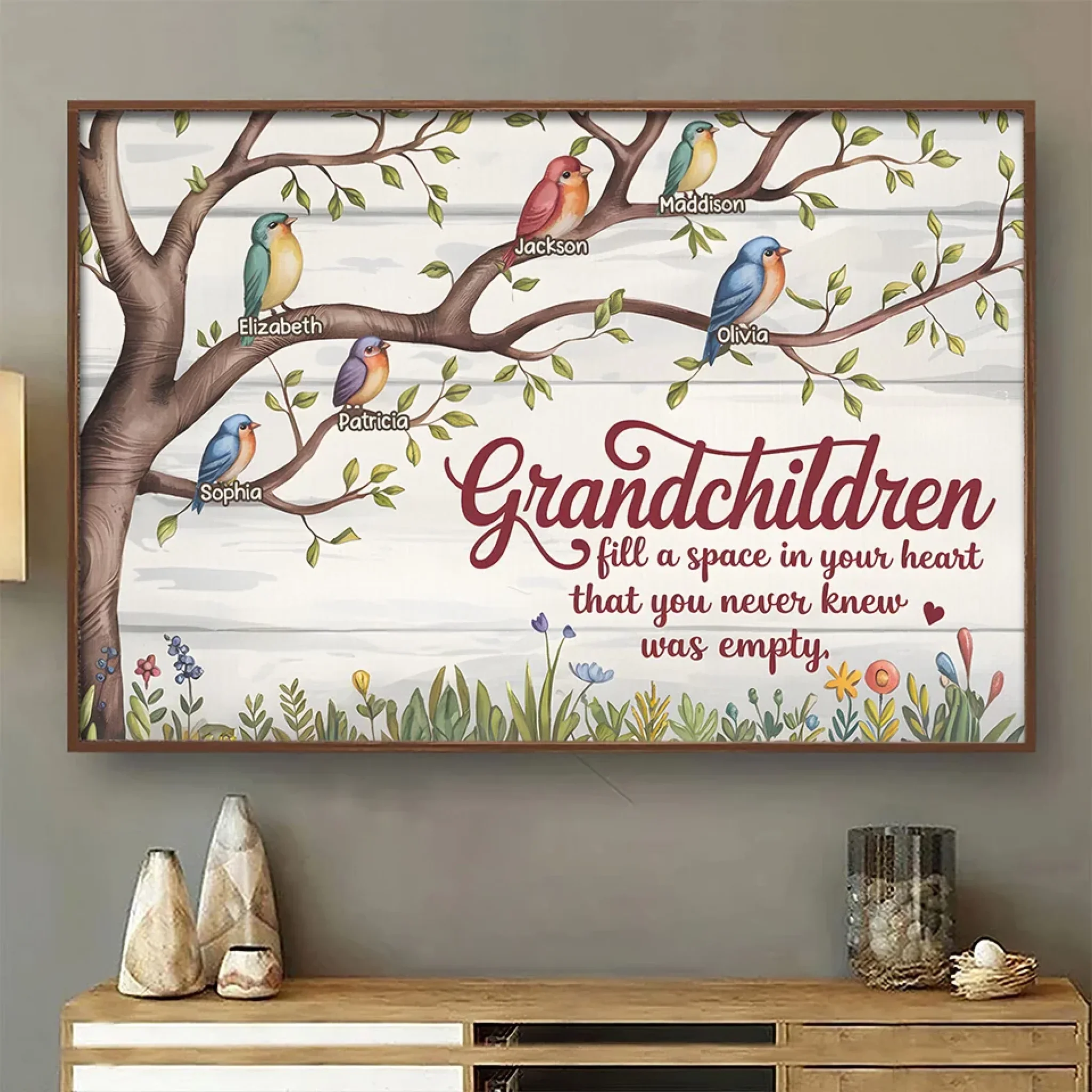 They Fill Our Hearts With Unexpected Joy - Family Personalized Custom Horizontal Poster - Gift For Grandma, Grandpa, Grandkid - Image 3