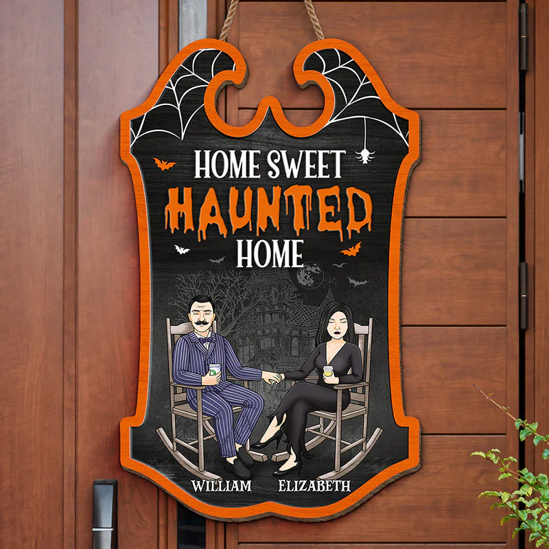 They’re Kooky Mysterious And Spooky - Couple Personalized Custom Shaped Home Decor Wood Sign - Halloween Gift For Husband Wife - Image 2