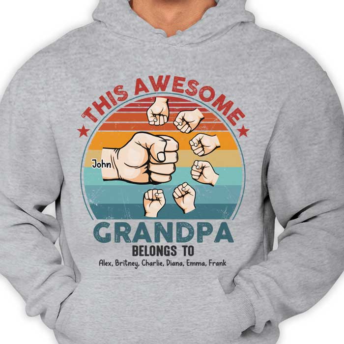 This Awesome Grandpa Belongs To These Kids - Gift For Dad, Grandpa - Personalized Unisex T-shirt, Hoodie - Image 2