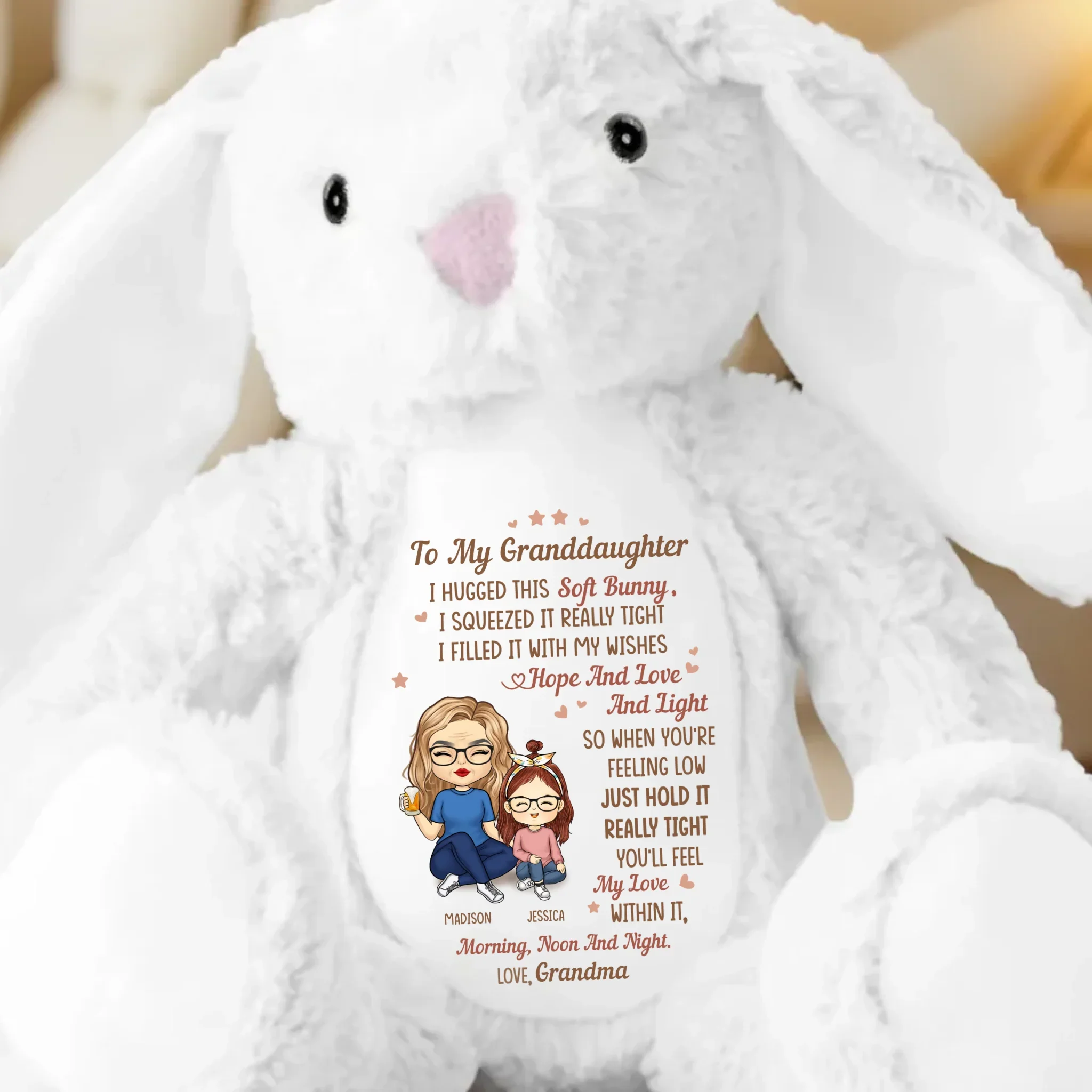 This Bunny Carries All My Love - Family Personalized Custom Easter Bunny Plush - Mother's Day, Gift For Mom, Grandma - Image 2