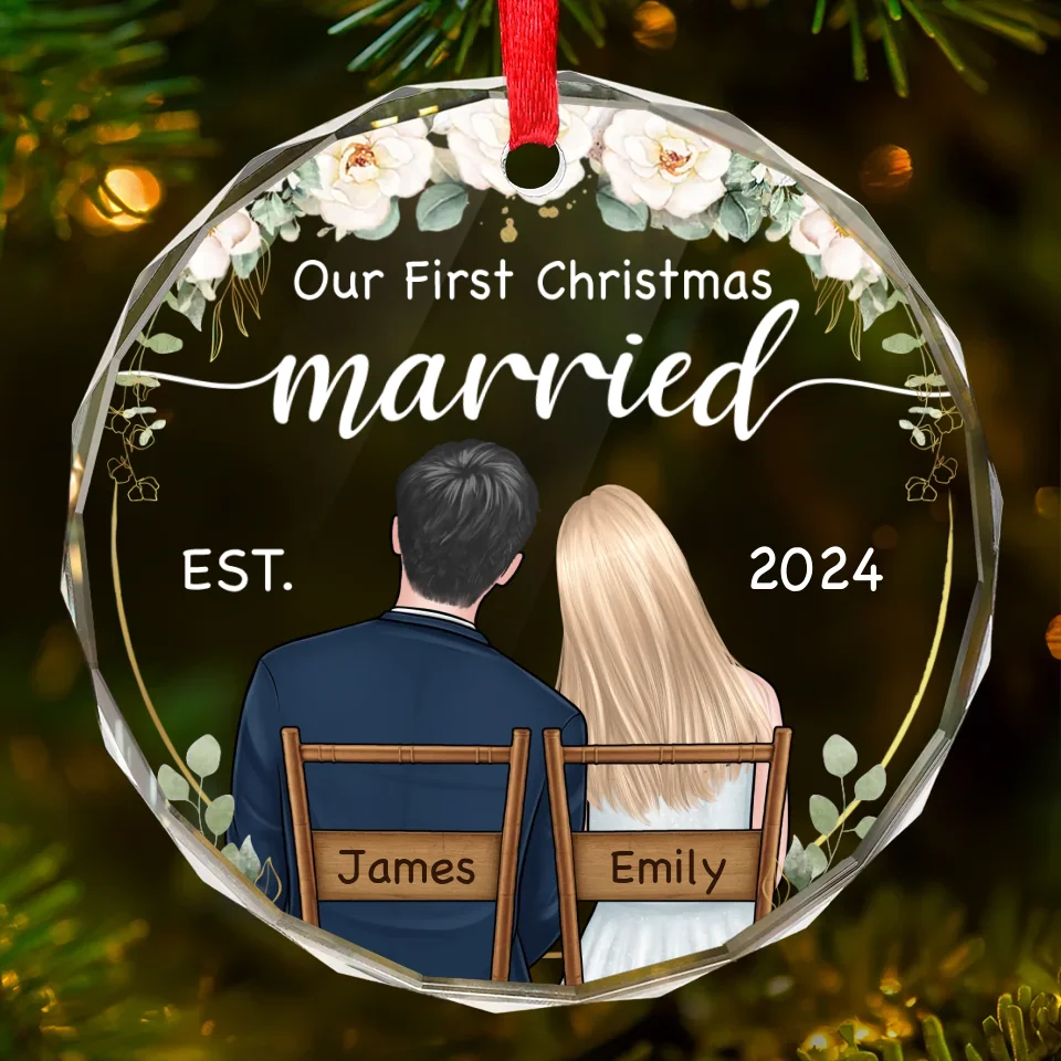 This Christmas Marks The Start Of Our Forever Together - Couple Personalized Custom Circle Glass Ornament - Christmas Gift For Husband Wife, Anniversary, First Christmas - Image 2